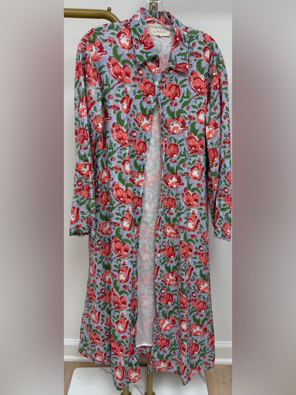 Hibiscus Linens Size Xl Red Floral Cotton